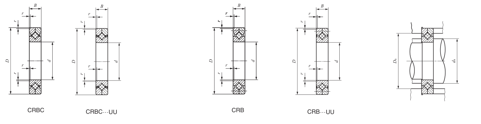 CRB15030 クロスローラーベアリング 寸法図