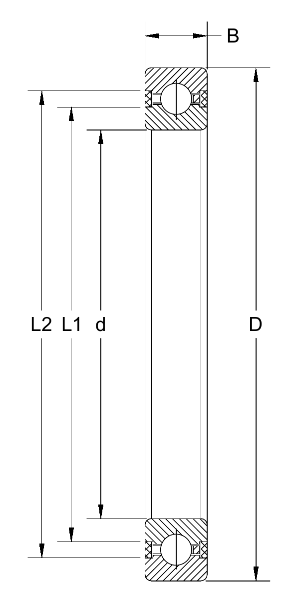 JU065CP0 Thin Section Bearing dimension drawing