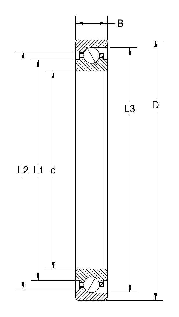 ND050AR0 薄壁轴承 尺寸图