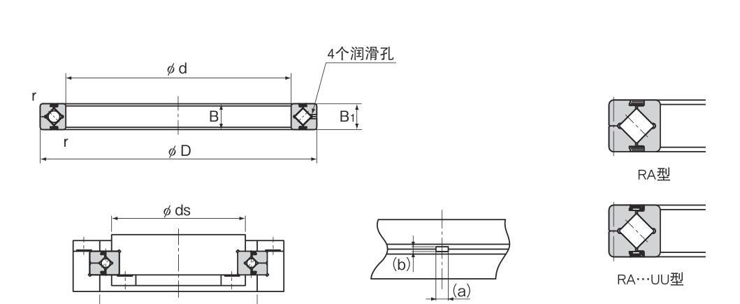 RA10008 Cross Roller Bearing dimension drawing
