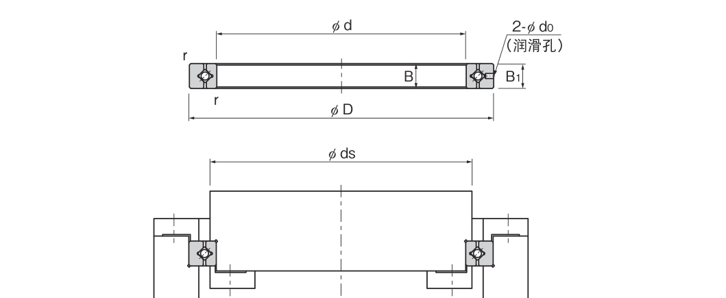 RAU1505 クロスローラーベアリング 寸法図